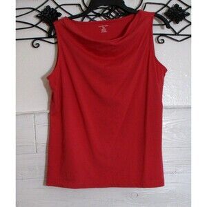 Lands' End Women's Knit Top Size M Sleeveless Coral Cowl Neck